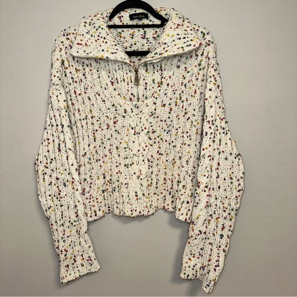 LEA & VIOLA Printed Quarter-Zip Sweater - Picture 3 of 10